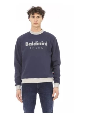 Zdjęcie produktu Niebieski Sweter z Bawełny, Długi Rękaw, Logo na Przodzie Baldinini