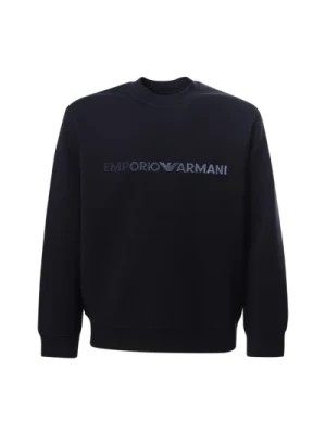 Zdjęcie produktu Niebieski Sweter z Logo i Okrągłym Dekoltem Emporio Armani