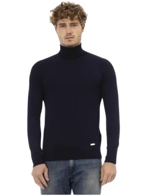 Zdjęcie produktu Niebieski Sweter z Włóczki z Wysokim Kołnierzem Baldinini