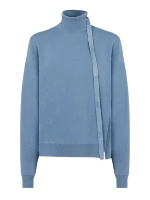 Zdjęcie produktu Niebieski Sweter z Wysokim Kołnierzem i Wyciętymi Rękawami Fendi