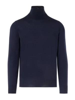 Zdjęcie produktu Niebieski Sweter z Wysokim Kołnierzem z Wełny Paolo Pecora