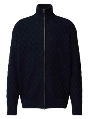 Zdjęcie produktu Niebieski Sweter z Zamkiem, Męski Mieszanka Bawełny-Włókna Wełnianego Gant