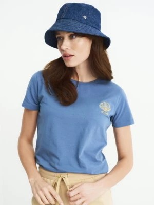 Zdjęcie produktu Niebieski T-shirt damski z nadrukiem OCHNIK