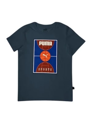 Zdjęcie produktu Niebieski T-shirt dla Dziewczynki z Nadrukiem Puma