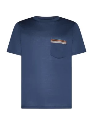 Zdjęcie produktu Niebieski T-shirt w Paski z Okrągłym Dekoltem PS By Paul Smith
