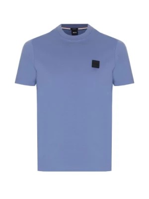 Zdjęcie produktu Niebieski T-shirt z logo na dekolcie Boss