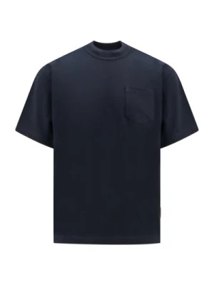Zdjęcie produktu Niebieski T-shirt z okrągłym dekoltem i kieszenią na piersi Sacai