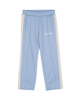 Zdjęcie produktu Niebieskie Bawełniane Spodnie z Prążkami na Bokach Palm Angels