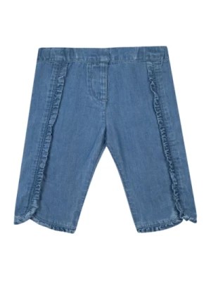 Zdjęcie produktu Niebieskie dżinsowe spodnie dziecięce z falbankami Tartine et Chocolat