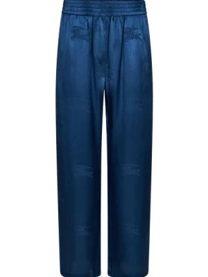 Zdjęcie produktu Niebieskie Jedwabne Spodnie z Szerokimi Nogawkami Burberry