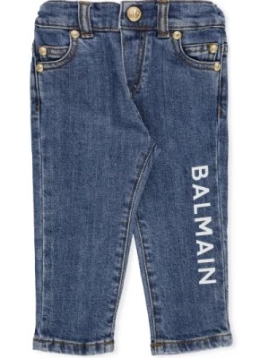 Zdjęcie produktu Niebieskie Juniorowe Jeansy z Metalowymi Nitami Balmain