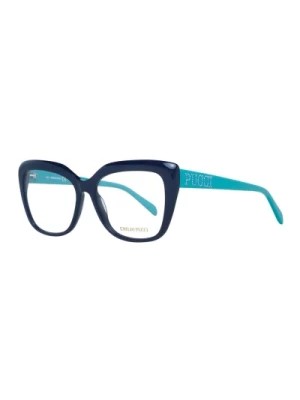 Zdjęcie produktu Niebieskie Kwadratowe Okulary Optyczne Damskie Emilio Pucci