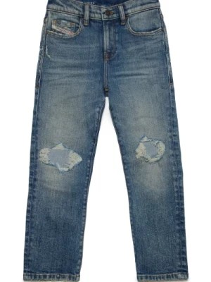 Zdjęcie produktu Niebieskie proste jeansy z fałszywymi dziurami - 2020 D-Viker Diesel