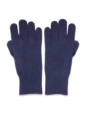 Zdjęcie produktu Niebieskie Rękawiczki z Kaszmiru z ściągaczem Brunello Cucinelli