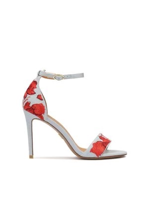 Zdjęcie produktu Niebieskie sandały z czerwonymi kwiatami Kazar