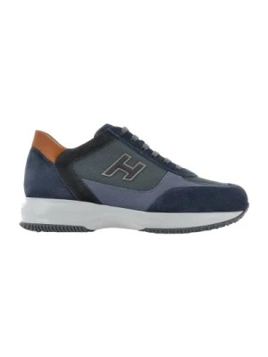 Zdjęcie produktu Niebieskie Sneakersy z Zamszową Cholewką i Szczegółami Technicznymi Hogan