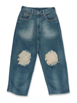 Zdjęcie produktu Niebieskie Spodnie Z Rozciągliwego Bawełnianego Denimu MM6 Maison Margiela