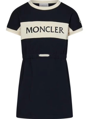 Zdjęcie produktu Niebieskie sukienki dla dzieci z haftowanym logo Moncler