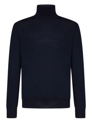 Zdjęcie produktu Niebieskie Swetry z Wysokim Kołnierzem w Wzór Żebrowany Jil Sander