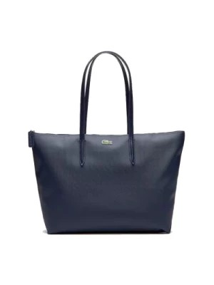 Zdjęcie produktu Niebieskie torby z wewnętrzną kieszenią na zamek błyskawiczny i haftowanym logo Lacoste
