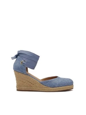Zdjęcie produktu Niebieskie wiązane sandały na koturnie Kazar