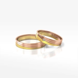 Zdjęcie produktu Obrączki ślubne z dwukolorowego złota 4.5mm płaskie