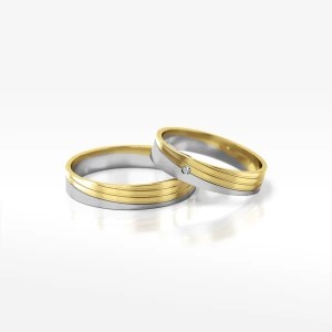 Zdjęcie produktu Obrączki ślubne z dwukolorowego złota 4.5mm płaskie
