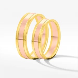 Zdjęcie produktu Obrączki ślubne z dwukolorowego złota 5mm płaskie