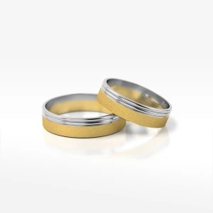 Zdjęcie produktu Obrączki ślubne z dwukolorowego złota 5mm płaskie