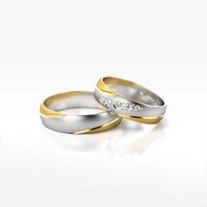 Zdjęcie produktu Obrączki ślubne z dwukolorowego złota 5mm półokrągłe