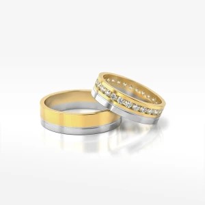 Zdjęcie produktu Obrączki ślubne z dwukolorowego złota 6mm płaskie