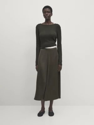 Zdjęcie produktu Obszerna Spódnica Z Satyny Średniej Długości - Ołowiany - - Massimo Dutti - Kobieta