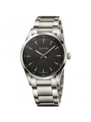 Zdjęcie produktu Odważny Zegarek Kwarcowy z Czarną Tarczą i Srebrnym Paskiem ze Stali Calvin Klein