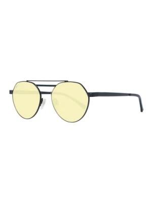 Zdjęcie produktu Okrągłe Okulary Przeciwsłoneczne z Metalową Ramką i Żółtymi Szkłami Hally & Son