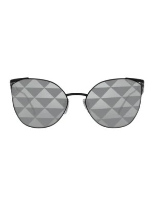 Zdjęcie produktu Okulary przeciwsłoneczne oieregularnym kształcie z srebrnymi trójkątami Prada