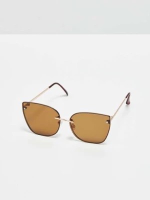 Zdjęcie produktu Okulary przeciwsłoneczne typu kocie oko z brązowymi szkłami Moodo