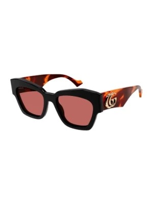 Zdjęcie produktu Okulary przeciwsłoneczne w kształcie kociej oka w kolorze czarnym/pomarańczowo-czerwonym Gucci