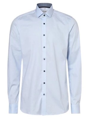 Zdjęcie produktu Olymp Level Five Koszula męska z bardzo długim rękawem Mężczyźni Slim Fit Bawełna niebieski wzorzysty,