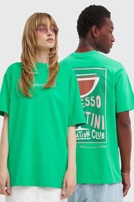 Zdjęcie produktu On Vacation t-shirt bawełniany kolor zielony z nadrukiem OVC T144