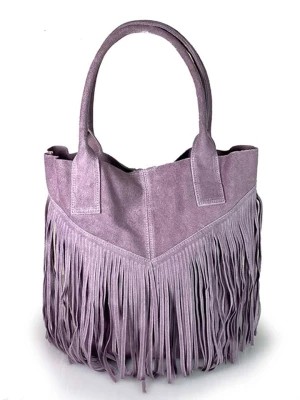 Zdjęcie produktu ORE10 Skórzana torebka "Rabar" w kolorze fioletowym - 36 x 45 x 19 cm rozmiar: onesize
