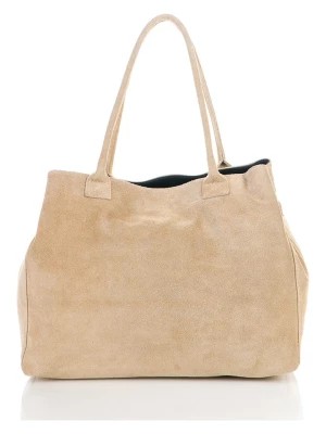 Zdjęcie produktu ORE10 Skórzany shopper bag "Plaso" w kolorze beżowym- 41 x 28 x 7 cm rozmiar: onesize