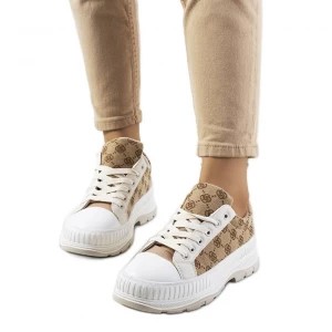 Zdjęcie produktu PA1 Beżowe sneakersy na platformie Meliko beżowy brązowe