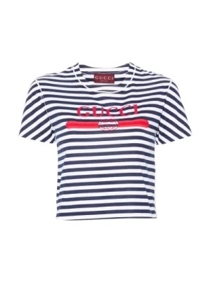 Zdjęcie produktu Paski T-shirt Jersey Biały Vintage Logo Gucci