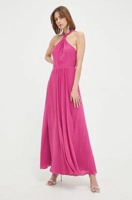 Zdjęcie produktu Patrizia Pepe sukienka jedwabna kolor różowy maxi rozkloszowana
