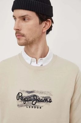 Zdjęcie produktu Pepe Jeans bluza bawełniana Robinson męska kolor beżowy z nadrukiem