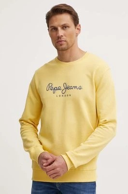 Zdjęcie produktu Pepe Jeans bluza bawełniana SAUL CREW męska kolor żółty z nadrukiem PM582702