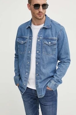 Zdjęcie produktu Pepe Jeans koszula jeansowa REGULAR OVERSHIRT męska kolor granatowy relaxed z kołnierzykiem klasycznym PM308584MS3