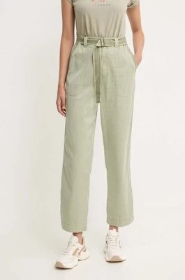Zdjęcie produktu Pepe Jeans spodnie AYLIN damskie kolor zielony proste high waist PL211763