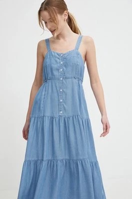 Zdjęcie produktu Pepe Jeans sukienka EDITH kolor niebieski midi rozkloszowana PL953483