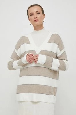 Zdjęcie produktu Pepe Jeans sweter z domieszką wełny damski kolor beżowy